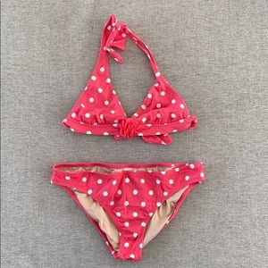 J.Crew pink/white bikini, size M top size L bottom